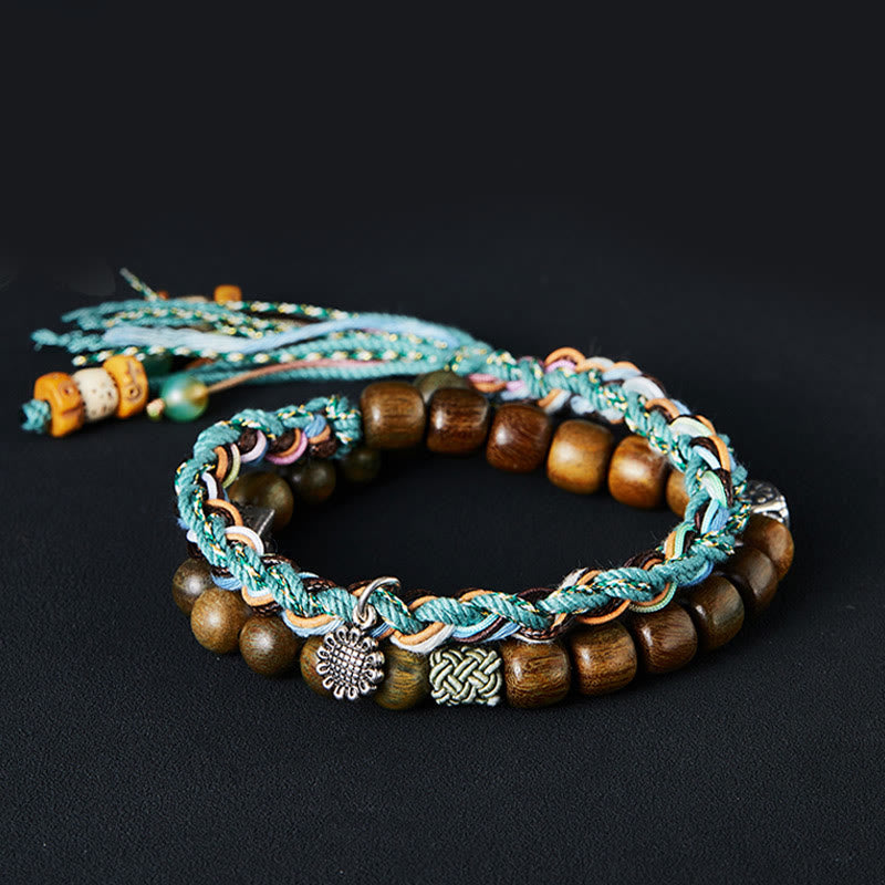 925 Sterling Silber Grünes Sandelholz Bodhi Samen Armband