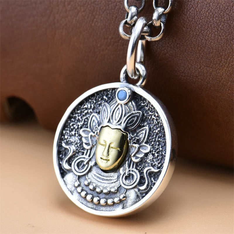 925 Sterling Silber Grüne Tara Doppel Dorje Vajra Spirituelle Halskette