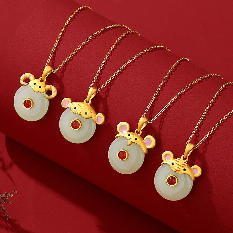 925 Sterling Silber Hetian Jade Drachen Halskette für Glück & Schutz