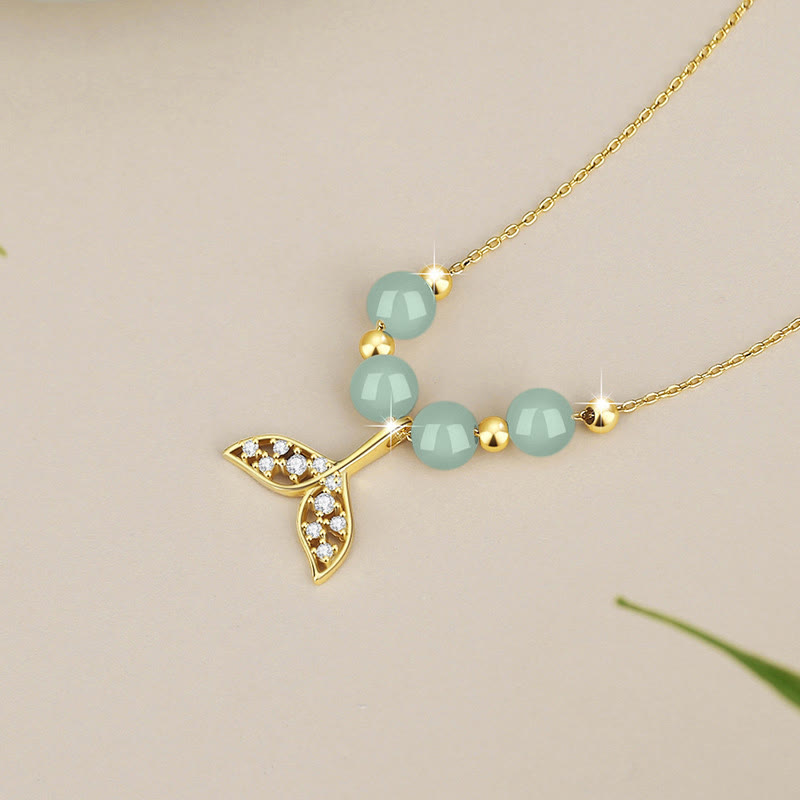 925 Sterling Silber Hetian Jade Glück Fischschwanz Halskette