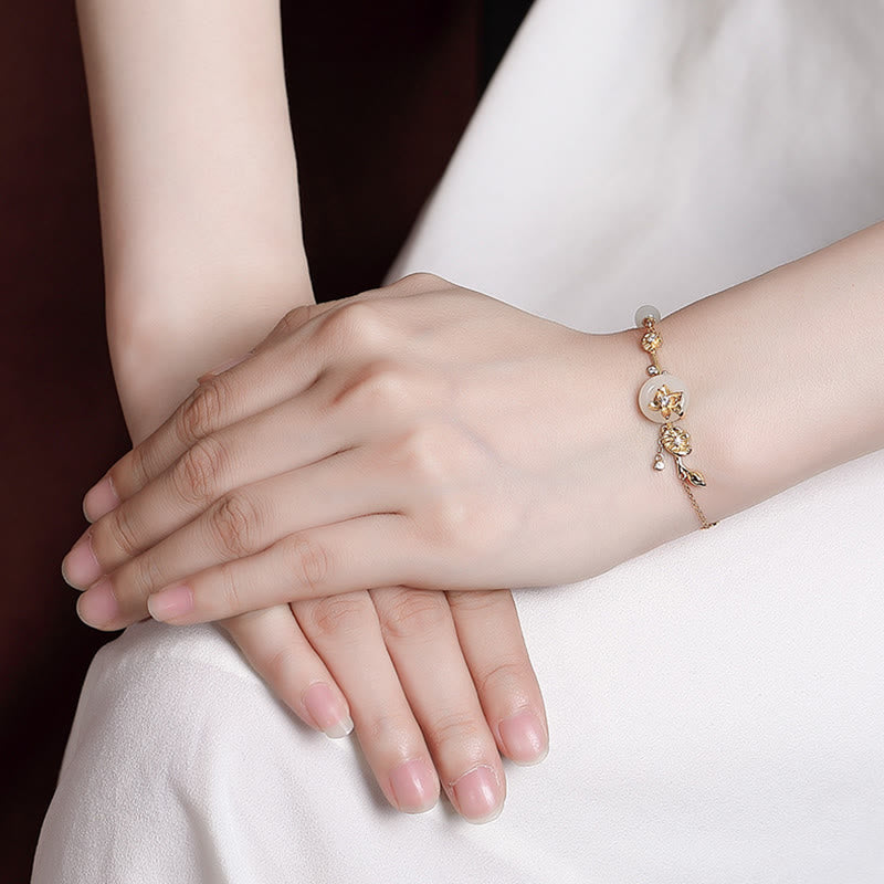 Armband mit Peace-Schnalle aus 925er Sterlingsilber mit Hetian-Jade