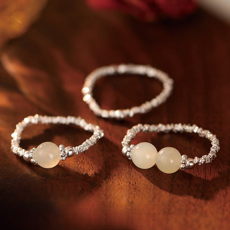 925 Sterling Silber Hetian Jade Ring - 6mm