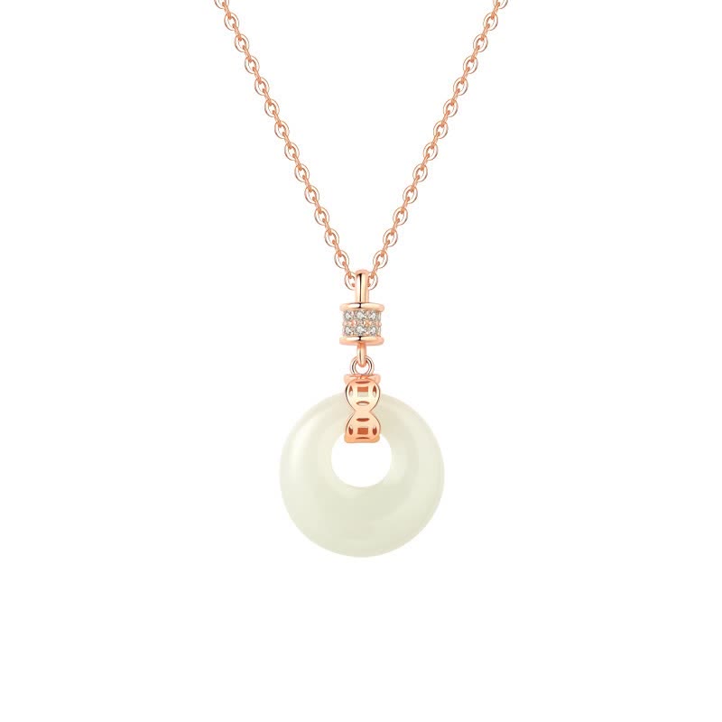 925 Sterling Silber Hetian Weiße Jade Peace Schnalle Halskette Unisex