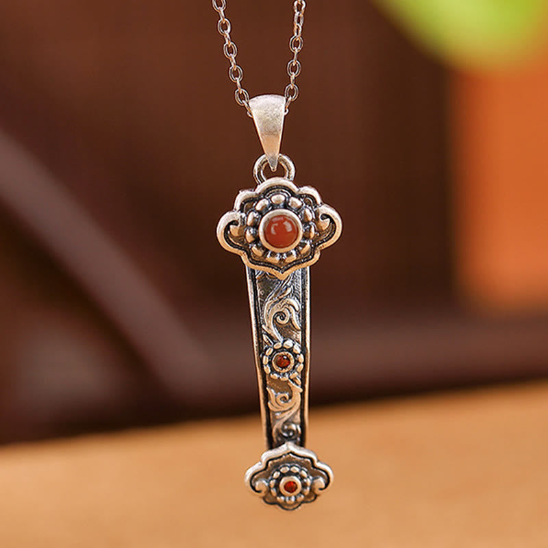 Jade-Halskette aus 925er Sterlingsilber mit Ruyi-Griff für Segen