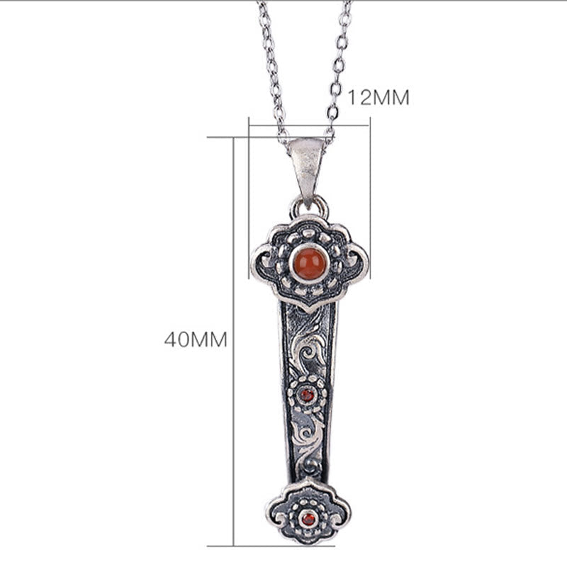 Jade-Halskette aus 925er Sterlingsilber mit Ruyi-Griff für Segen