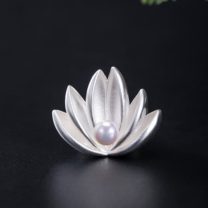 925 Sterling Silber Lotusblüten-Perlenbrosche für Neuanfänge