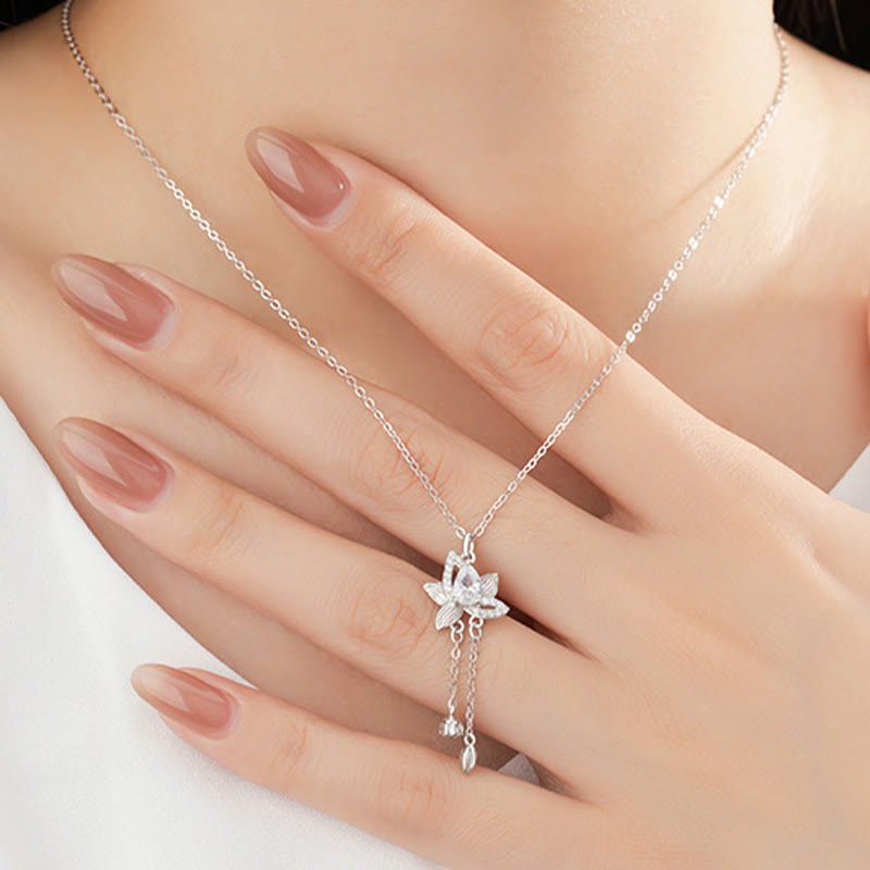 925 Sterling Silber Lotus Zirkon Erleuchtungskette