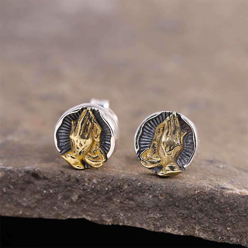 Spirituelle Ohrstecker „Namaste“ aus 925er Sterlingsilber für Gleichheit und Schutz