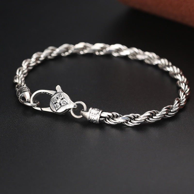 Armband aus 925er Sterlingsilber „Om Mani Padme Hum“, 18 cm, Frieden und Liebe