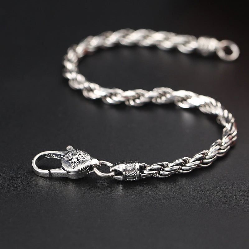 Armband aus 925er Sterlingsilber „Om Mani Padme Hum“, 18 cm, Frieden und Liebe