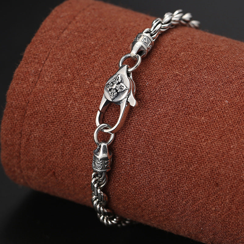 Armband aus 925er Sterlingsilber „Om Mani Padme Hum“, 18 cm, Frieden und Liebe