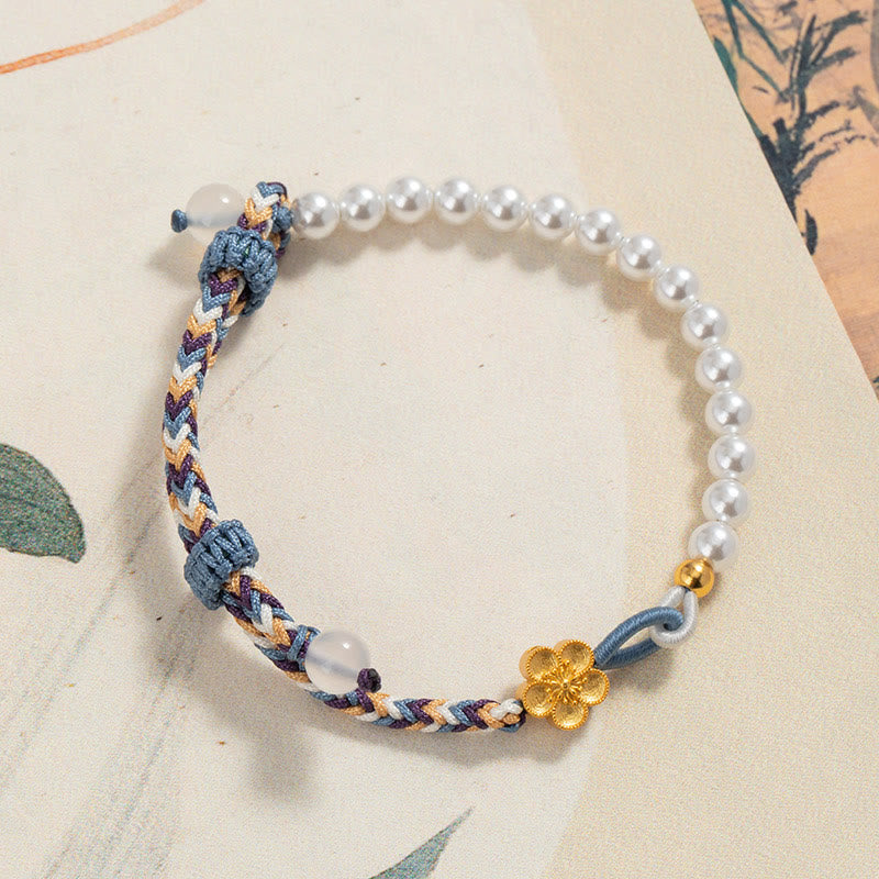 925 Sterling Silber Perlenarmband mit Pfirsichblüte | Heilende Harmonie