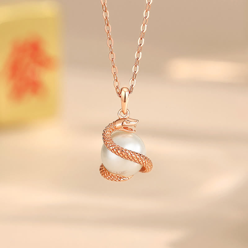 925 Sterling Silber Perlen Schlange Balance Halskette Anhänger