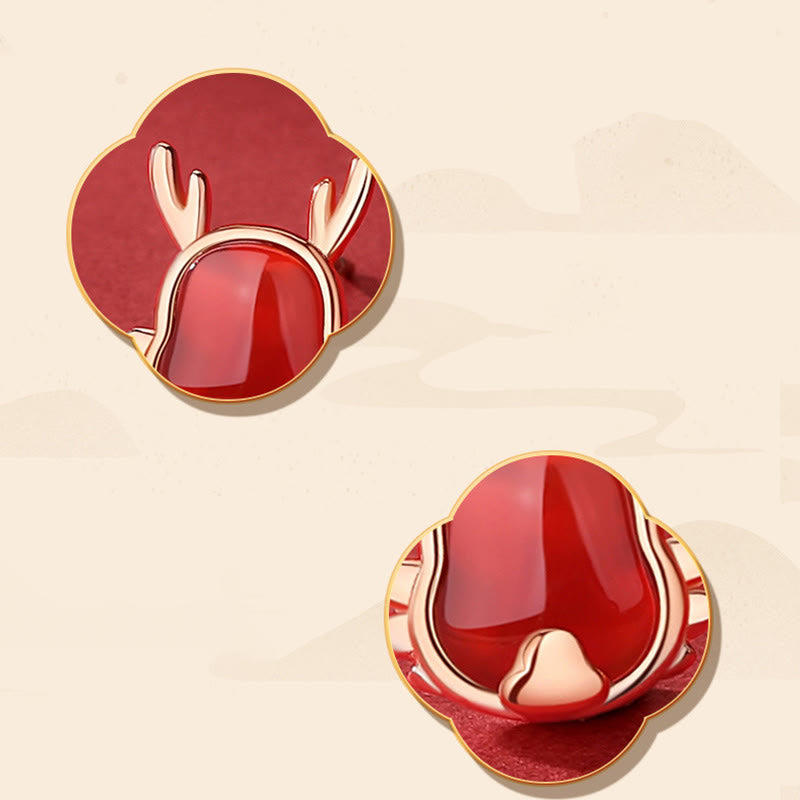 925 Sterling Silber Roter Achat Drachenschmuck für Glück und Stärke