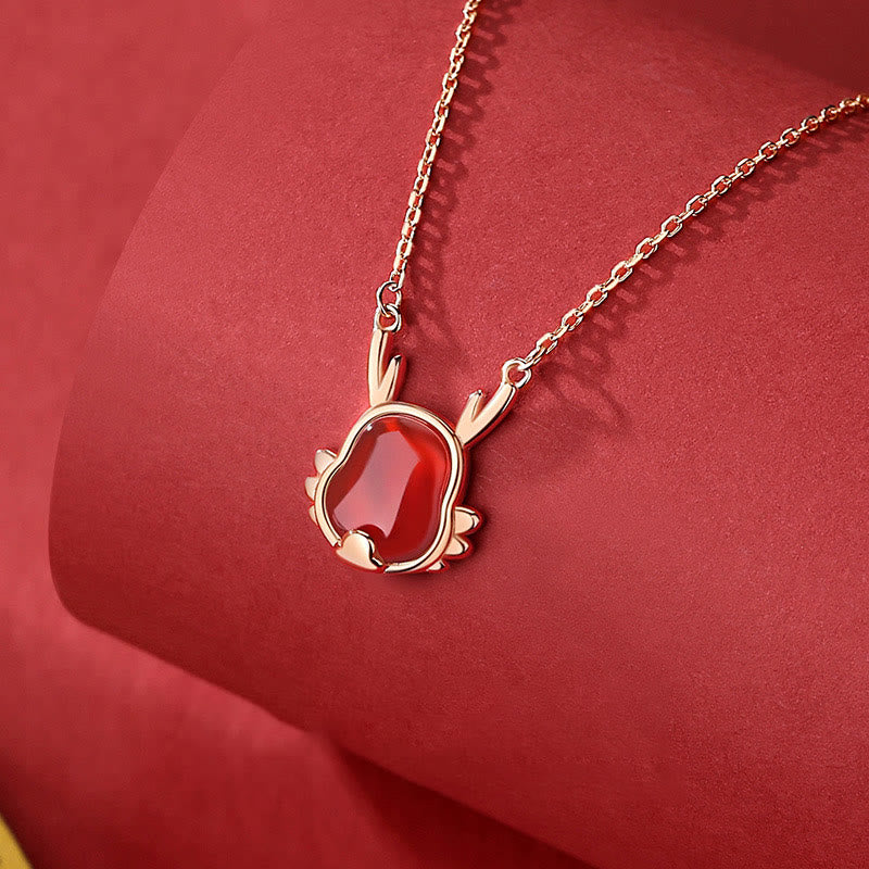 925 Sterling Silber Roter Achat Drachenschmuck für Glück und Stärke