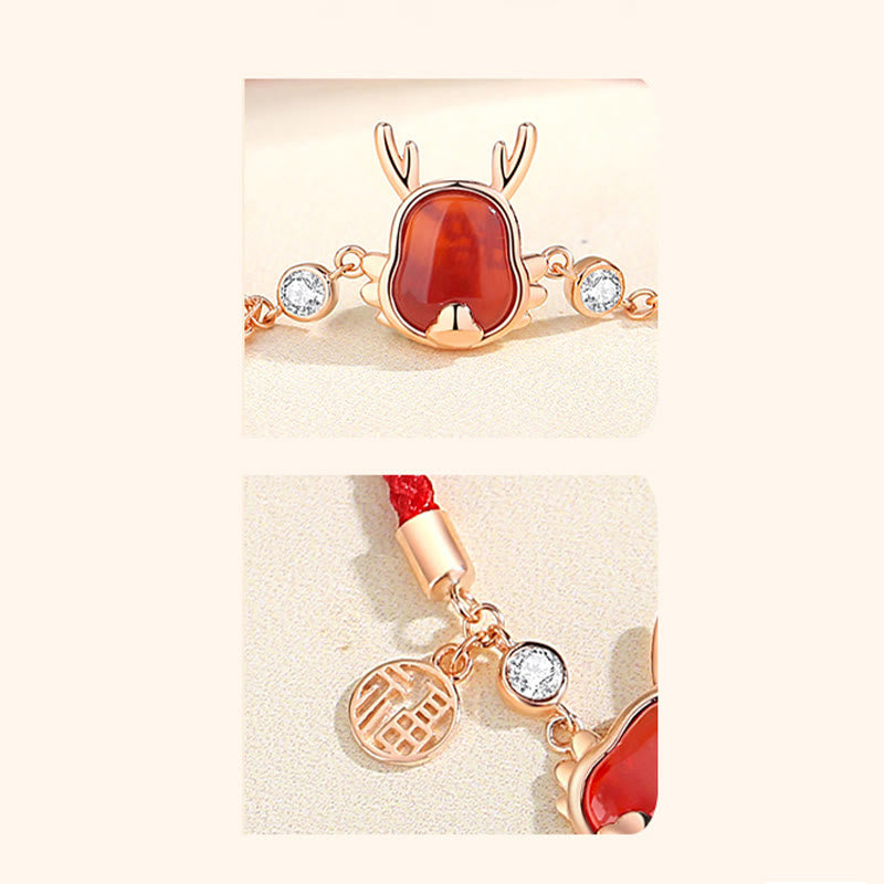 925 Sterling Silber Roter Achat Drachenschmuck für Glück und Stärke