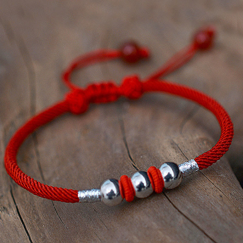 925 Sterling Silber Rotes Schnurarmband für Schutz und Glück