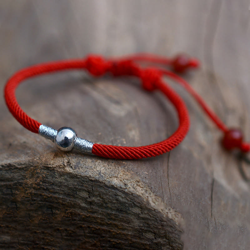 925 Sterling Silber Rotes Schnurarmband für Schutz und Glück