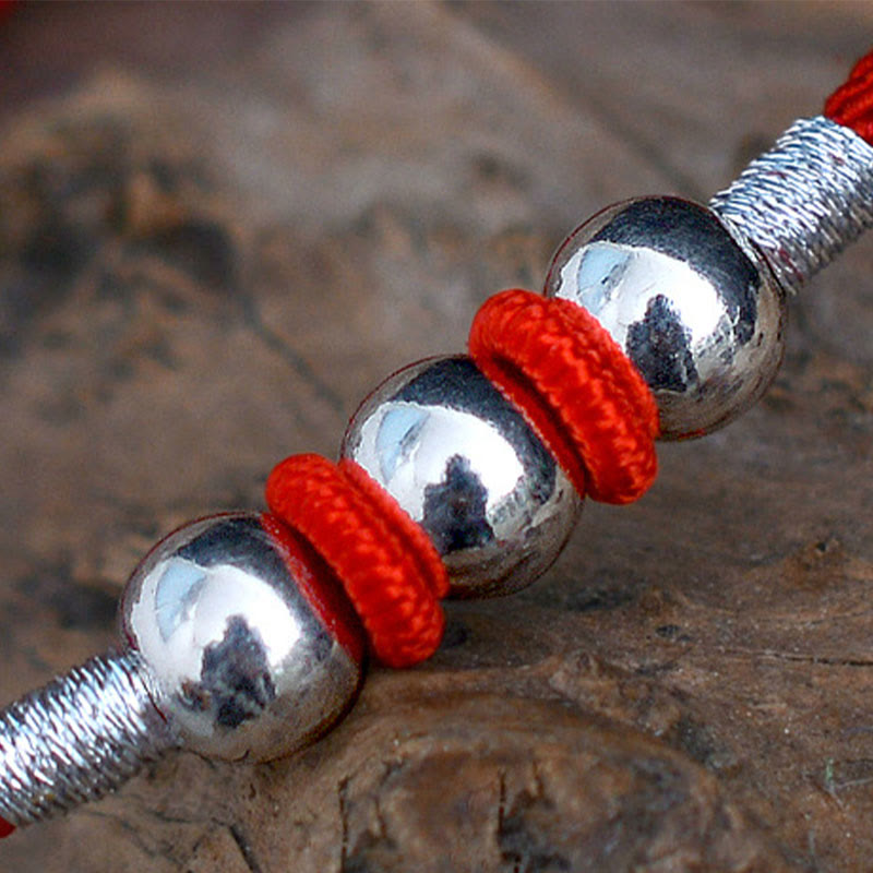 925 Sterling Silber Rotes Schnurarmband für Schutz und Glück