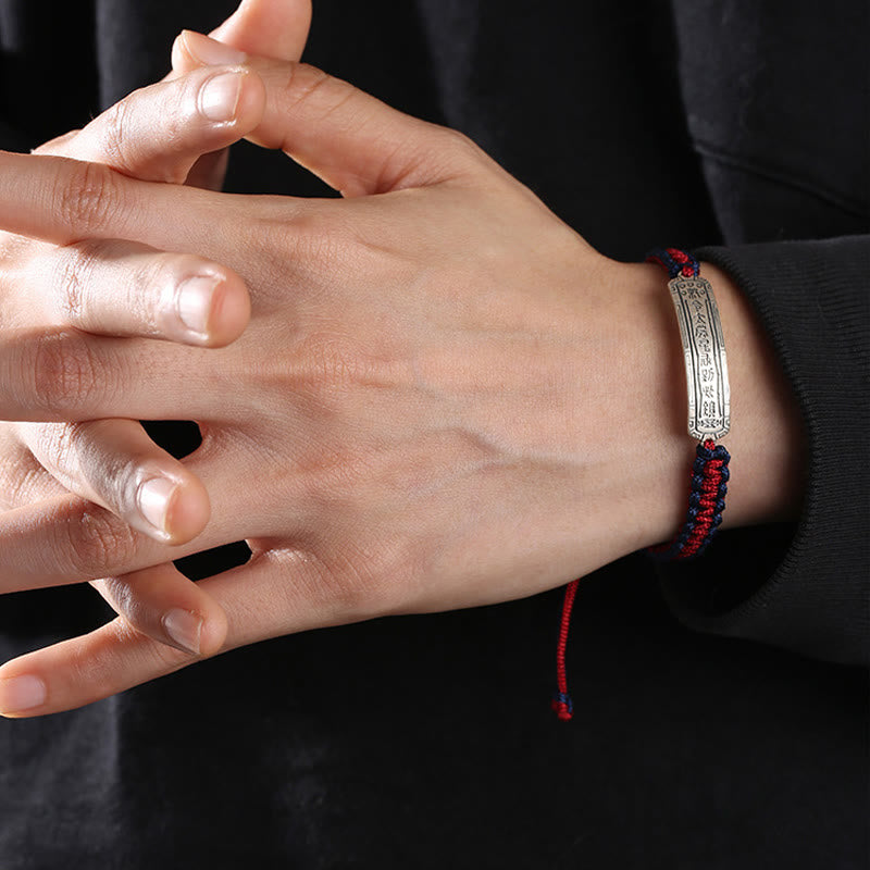 Armband mit Peace-Amulett aus 925er Sterlingsilber mit roter Schnur