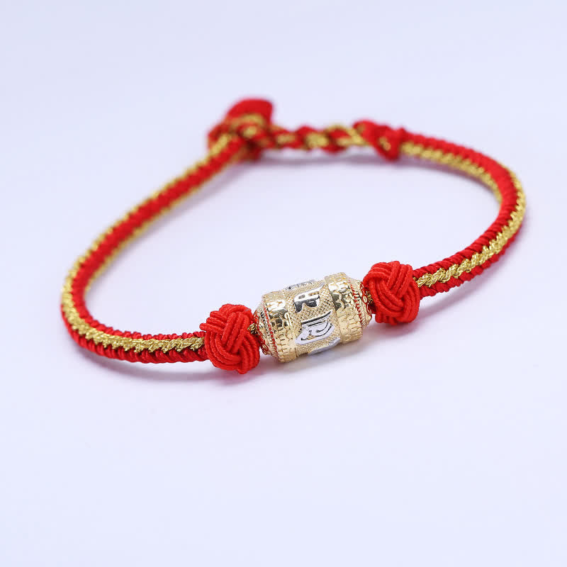 Gebetsrad-Armband aus 925er Sterlingsilber mit roter Schnur für Glück und Stärke