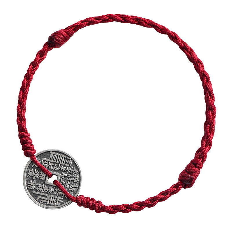 Schutzarmband aus 925er Sterlingsilber mit roter Schnur