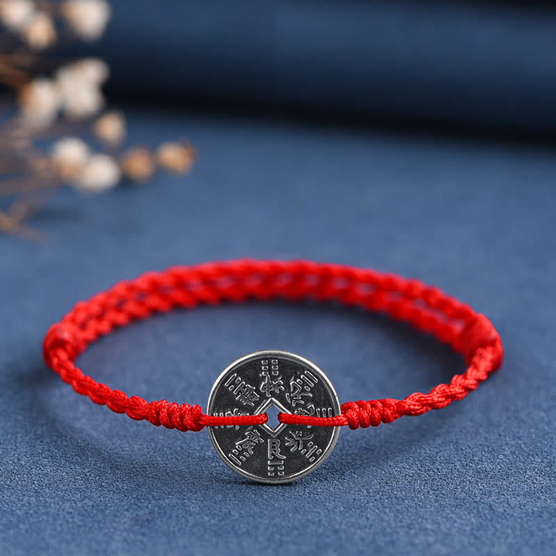 Schutzarmband aus 925er Sterlingsilber mit roter Schnur