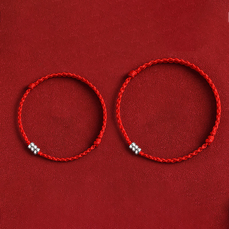 925 Sterling Silber Rote Schnur Schutzarmband Fußkettchen