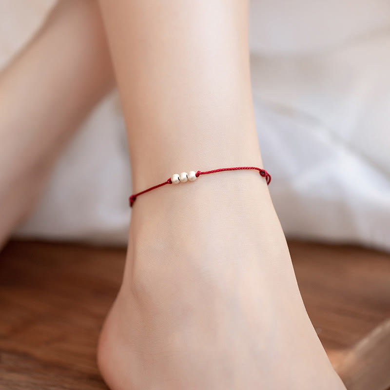 925 Sterling Silber Rote Schnur Schutzarmband Fußkettchen