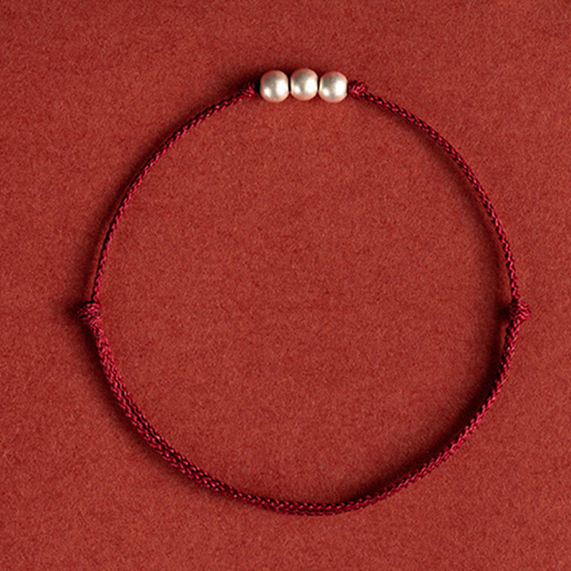 925 Sterling Silber Rote Schnur Schutzarmband Fußkettchen