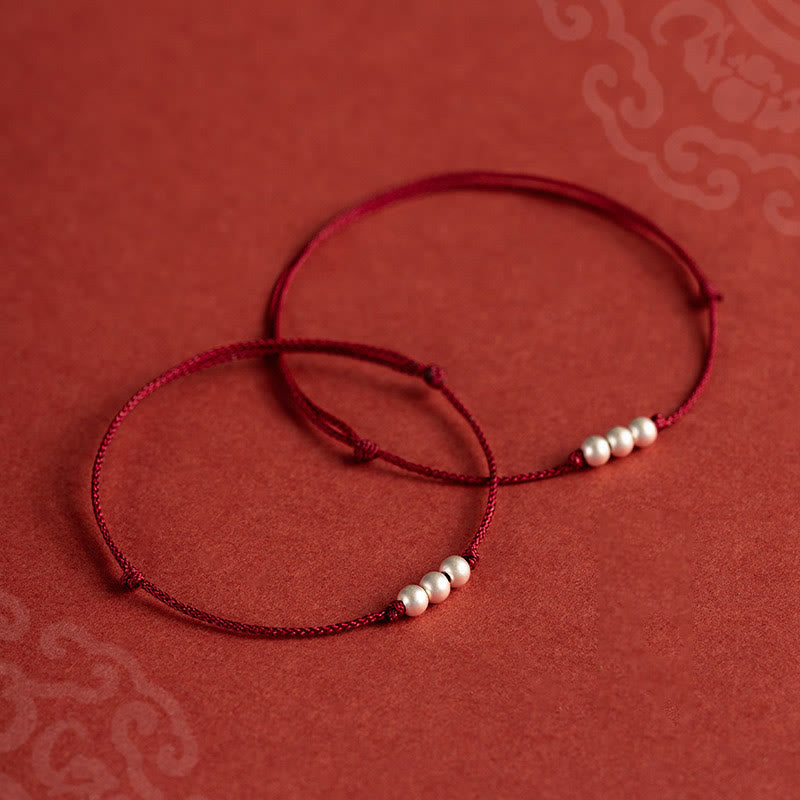 925 Sterling Silber Rote Schnur Schutzarmband Fußkettchen