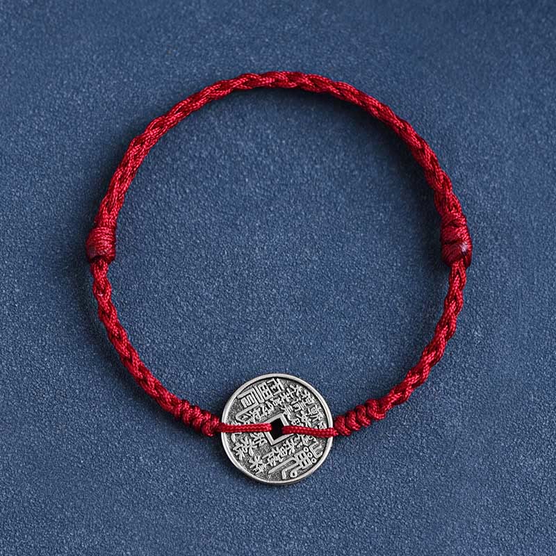 Schutzarmband aus 925er Sterlingsilber mit roter Schnur