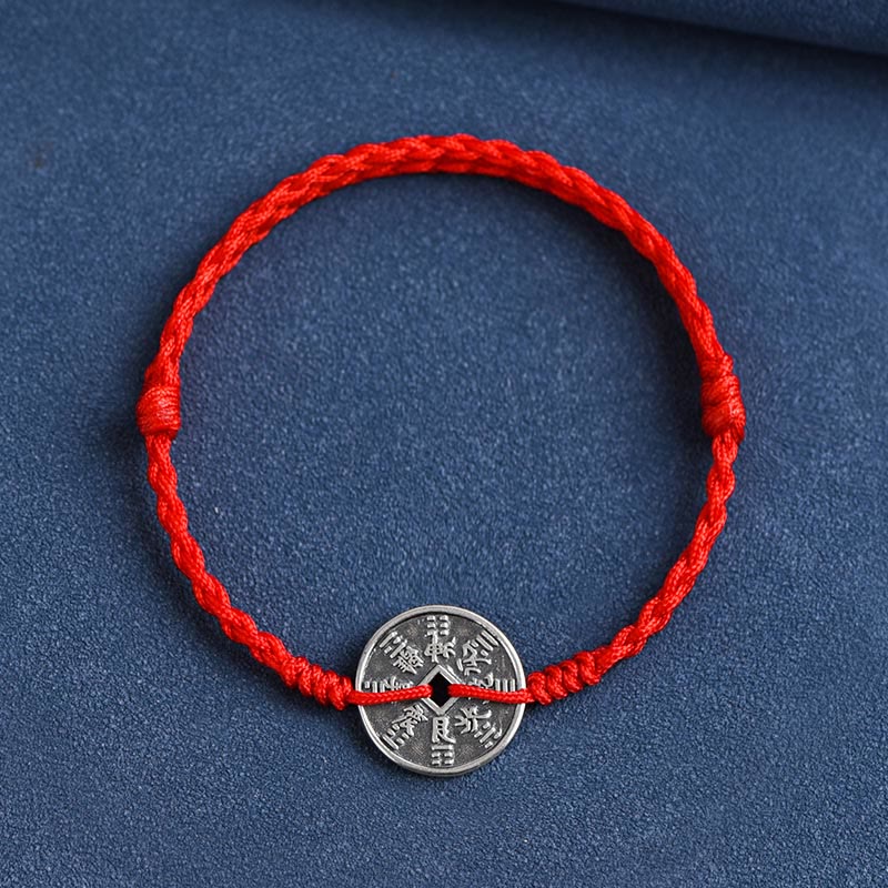 Schutzarmband aus 925er Sterlingsilber mit roter Schnur