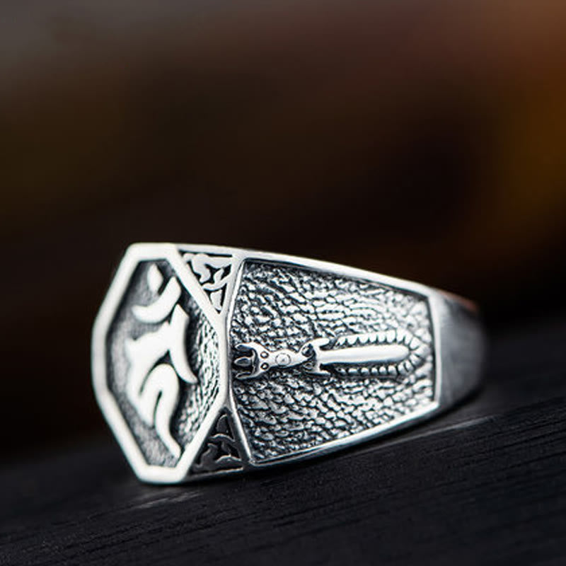 925 Sterling Silber Sanskrit Schutz Spiritueller Ring Verstellbar