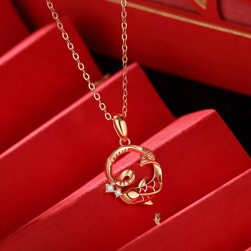 925 Sterling Silber Schlangen-Koi-Segenskette