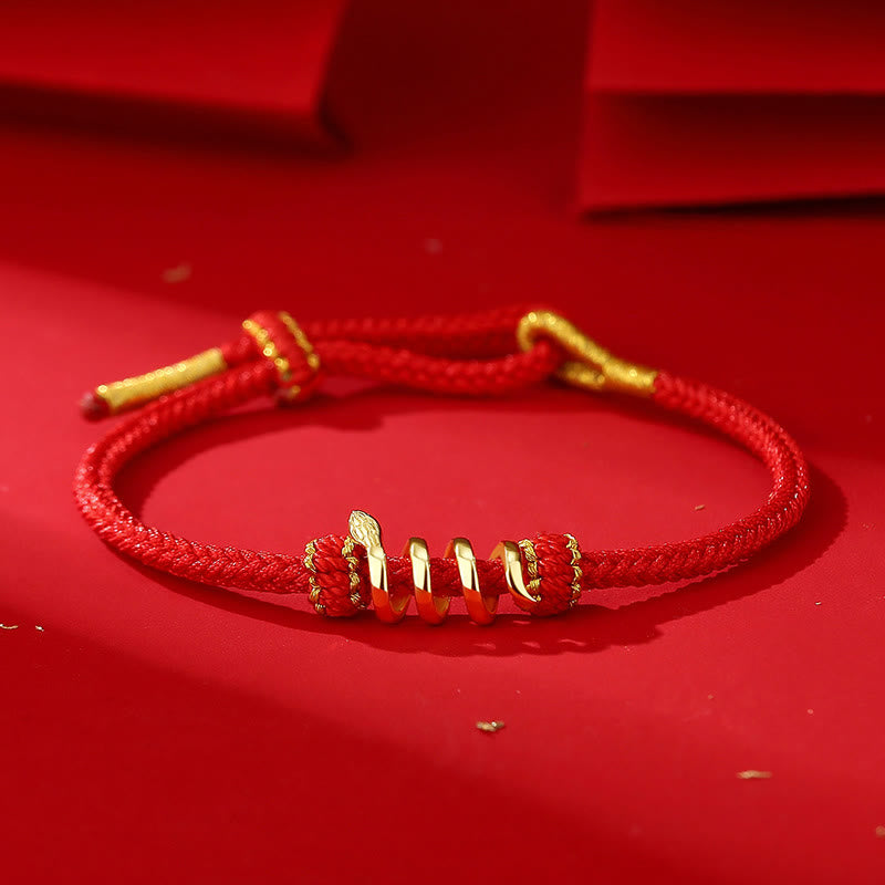 925 Sterling Silber Schlangenarmband mit roter Schnur