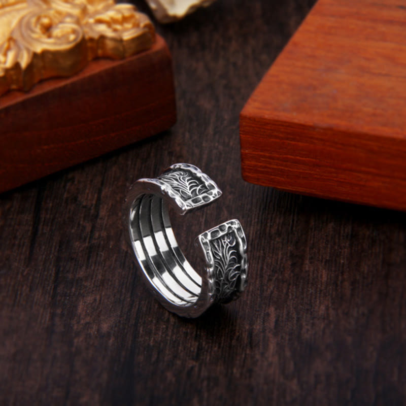Verstellbarer Ring aus 925er Sterlingsilber mit Blumenmotiv aus der Tang-Dynastie