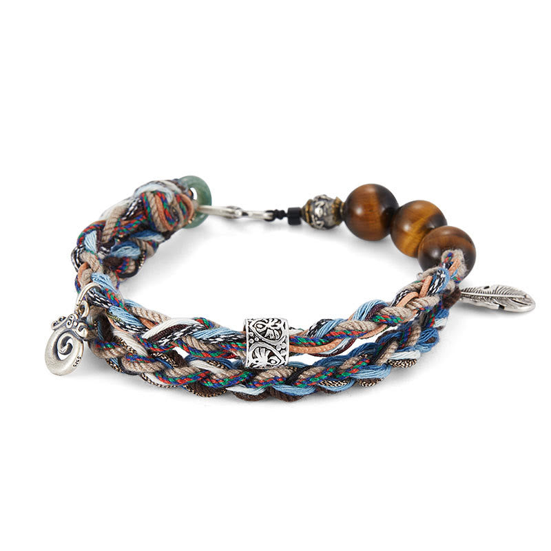 925 Sterling Silber Tigerauge Willenskraft Armband Handarbeit
