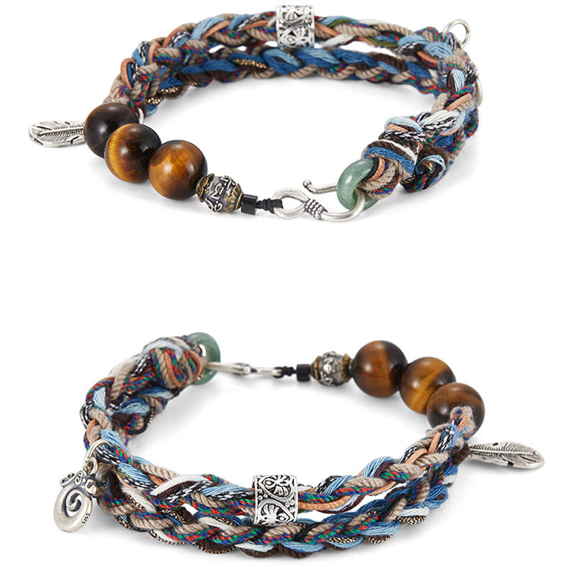 925 Sterling Silber Tigerauge Willenskraft Armband Handarbeit