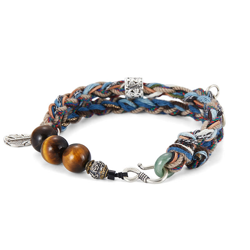 925 Sterling Silber Tigerauge Willenskraft Armband Handarbeit