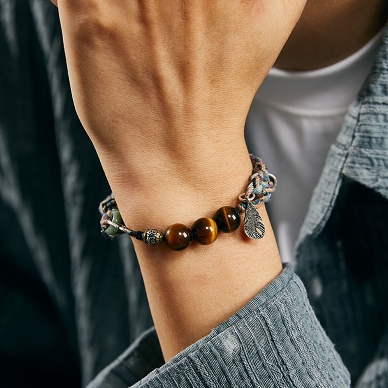 925 Sterling Silber Tigerauge Willenskraft Armband Handarbeit