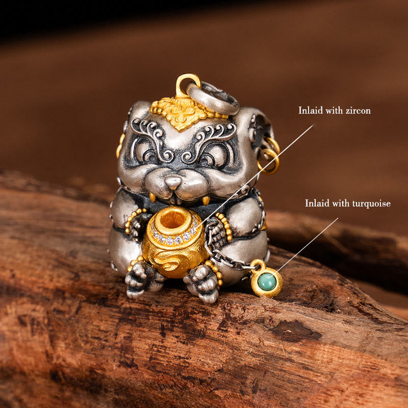 925 Sterling Silber Schatz spuckende Ratte spirituelle Schutz Halskette