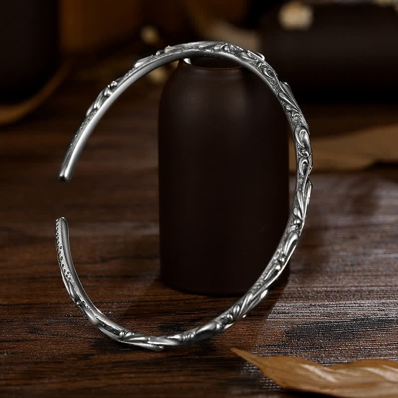 Schutzarmband aus 925er Sterlingsilber mit Weinrebengravur