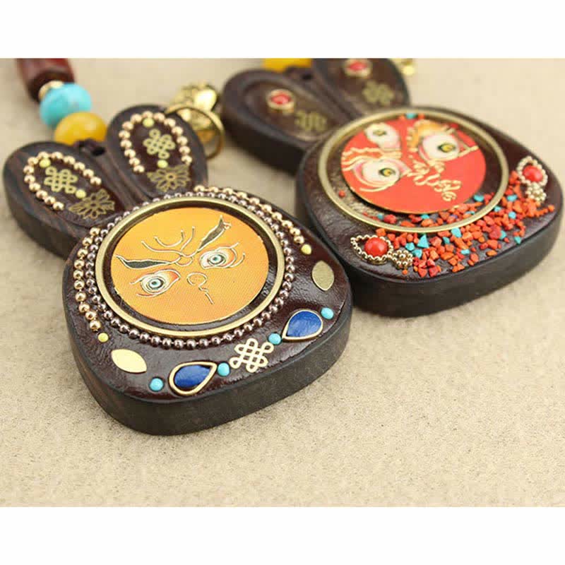 Ebenholz Fünf Gott des Reichtums Thangka Schlüsselanhänger spirituellen Schmuck