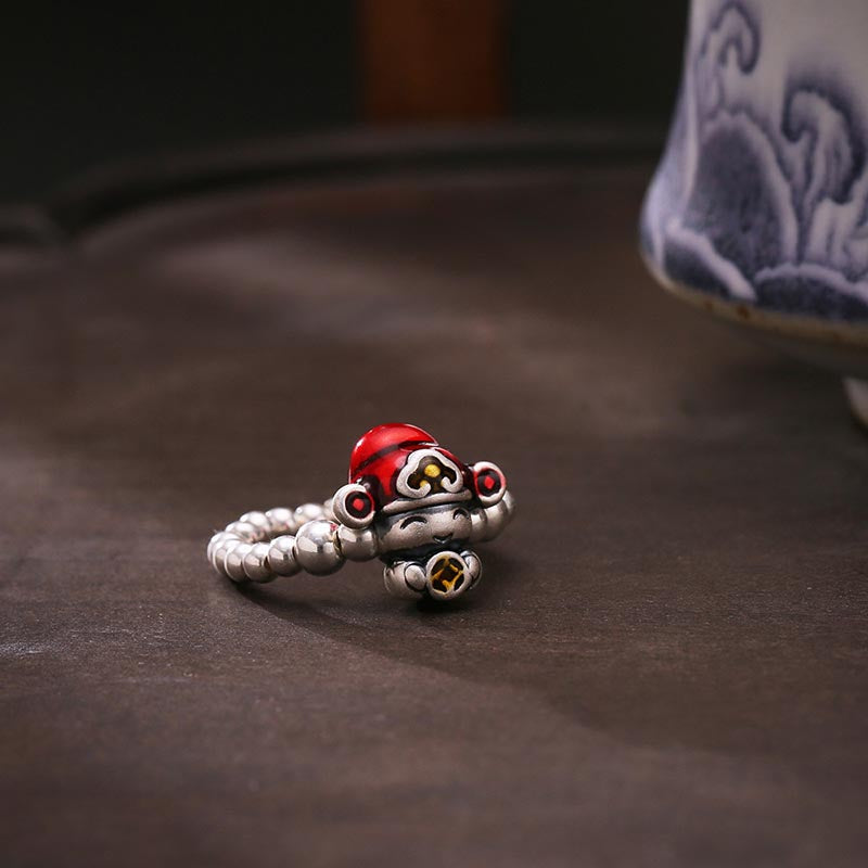 925 Sterling Silber Gott des Reichtums Schutzring 53-54mm