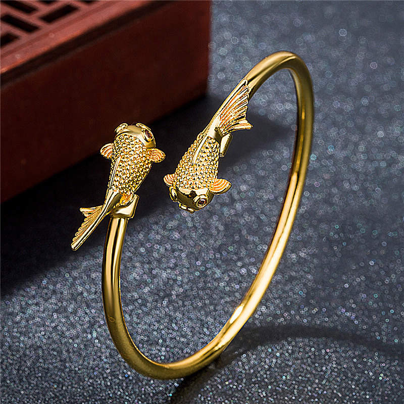 Copper Double Koi Fish Prosperity Bracelet Adjustable