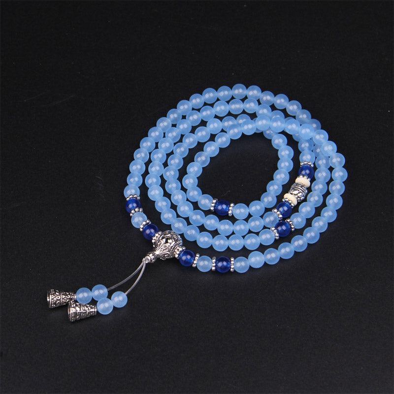 108 Perlen Blauer Kristall Edelstein Mala Armband 6mm Heilung