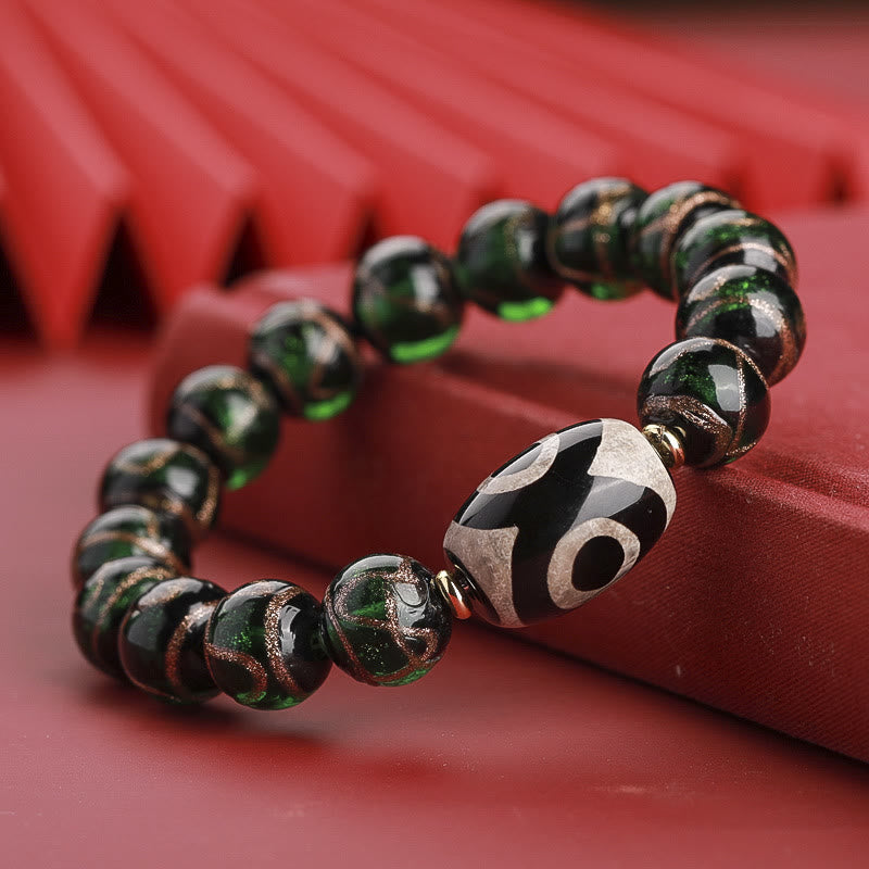 12mm Nine-Eye Dzi Bead Spiritual Wealth Bracelet