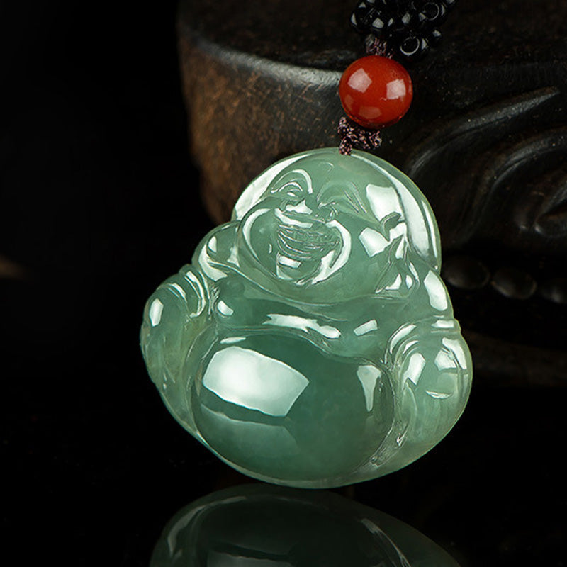 Lachender Buddha Jade Halskettenanhänger | Fülle & Glück