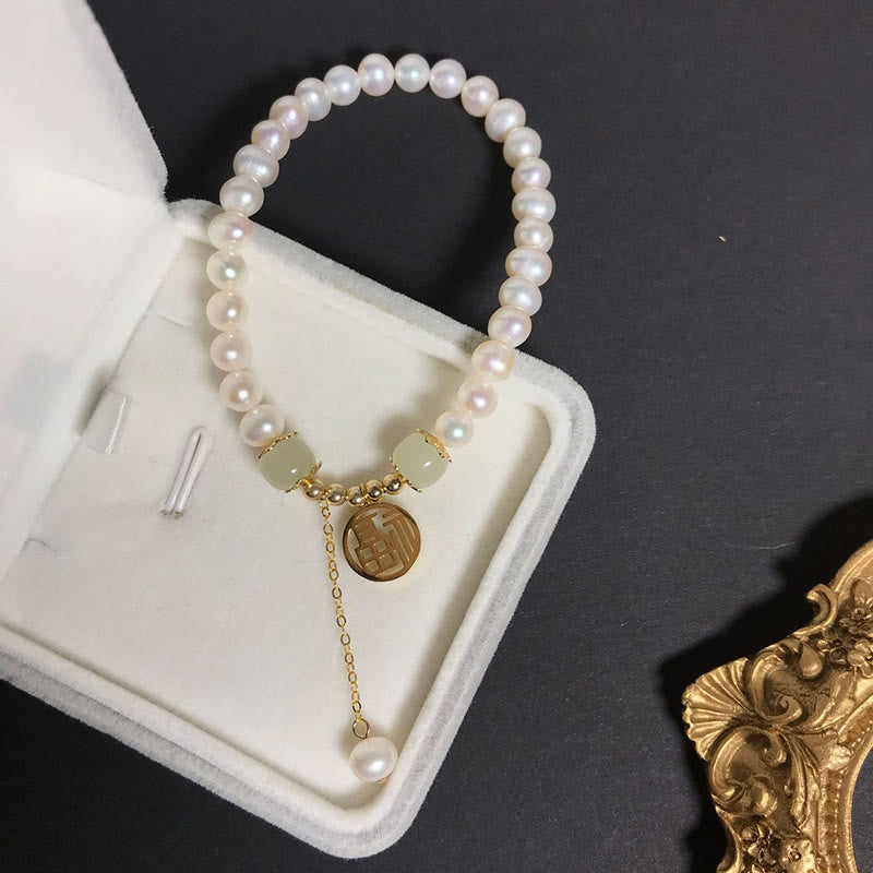 Hetian Jade Perlenarmband für Glück und Weisheit